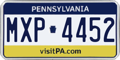 PA license plate MXP4452