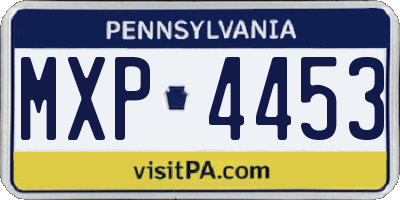 PA license plate MXP4453