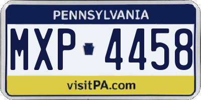 PA license plate MXP4458