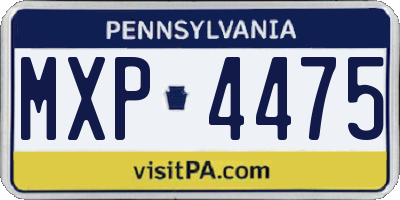 PA license plate MXP4475