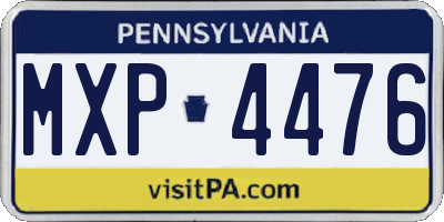 PA license plate MXP4476