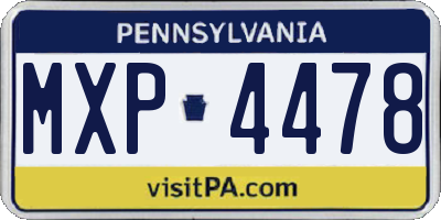 PA license plate MXP4478