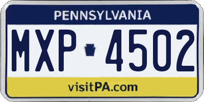 PA license plate MXP4502