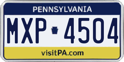 PA license plate MXP4504