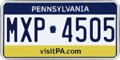PA license plate MXP4505