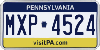 PA license plate MXP4524
