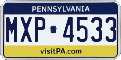 PA license plate MXP4533