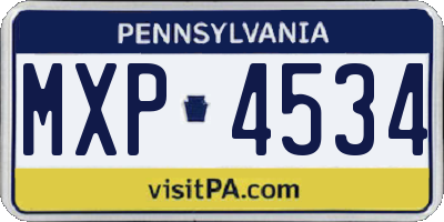 PA license plate MXP4534