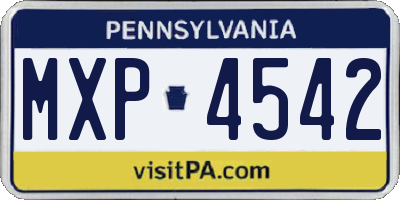 PA license plate MXP4542