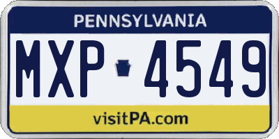 PA license plate MXP4549