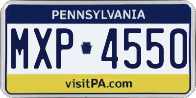 PA license plate MXP4550
