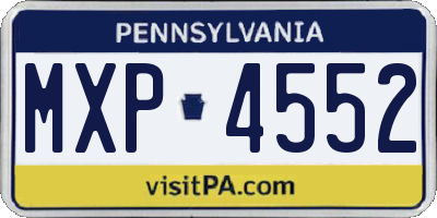 PA license plate MXP4552