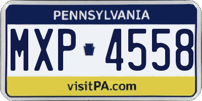 PA license plate MXP4558