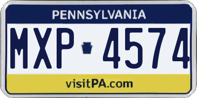 PA license plate MXP4574