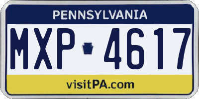 PA license plate MXP4617