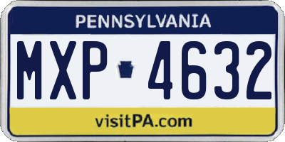 PA license plate MXP4632