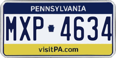PA license plate MXP4634
