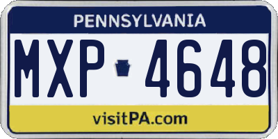 PA license plate MXP4648