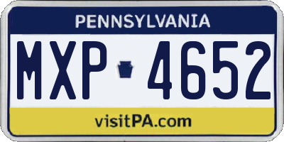 PA license plate MXP4652