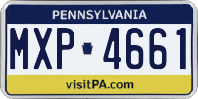 PA license plate MXP4661