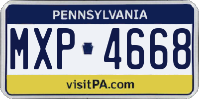 PA license plate MXP4668