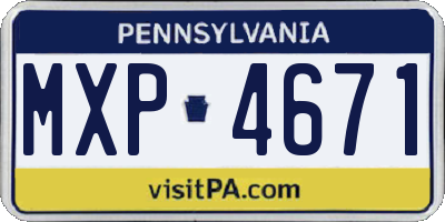 PA license plate MXP4671
