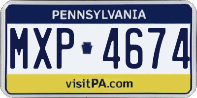 PA license plate MXP4674