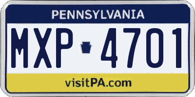 PA license plate MXP4701