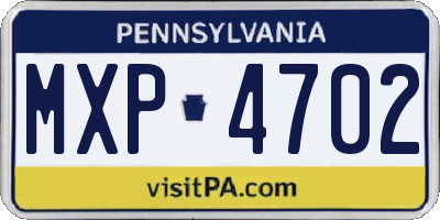PA license plate MXP4702