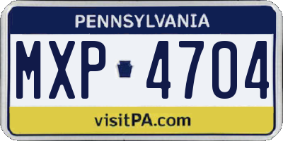 PA license plate MXP4704