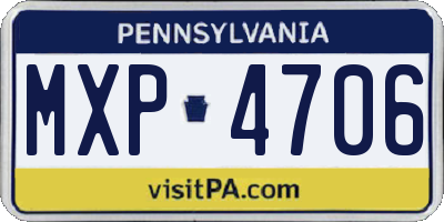 PA license plate MXP4706