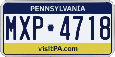 PA license plate MXP4718