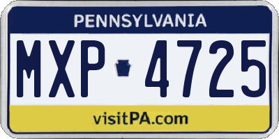 PA license plate MXP4725
