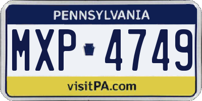 PA license plate MXP4749