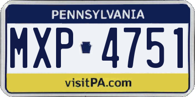 PA license plate MXP4751