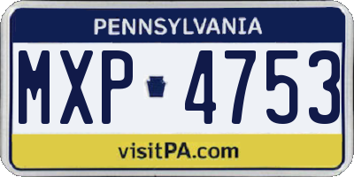 PA license plate MXP4753