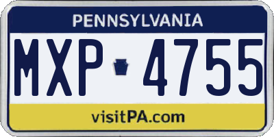 PA license plate MXP4755