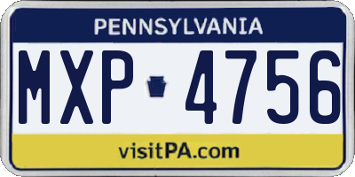 PA license plate MXP4756