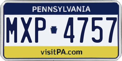 PA license plate MXP4757