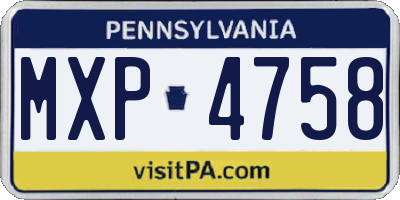 PA license plate MXP4758