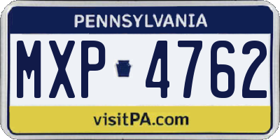 PA license plate MXP4762