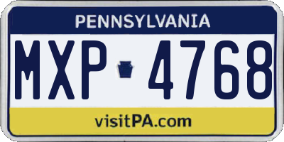 PA license plate MXP4768