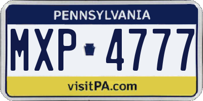 PA license plate MXP4777