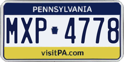 PA license plate MXP4778