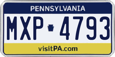 PA license plate MXP4793