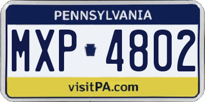 PA license plate MXP4802