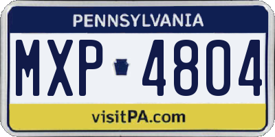 PA license plate MXP4804
