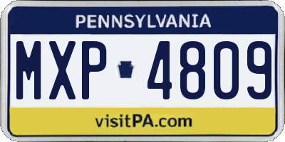 PA license plate MXP4809