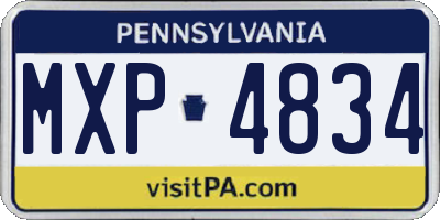 PA license plate MXP4834