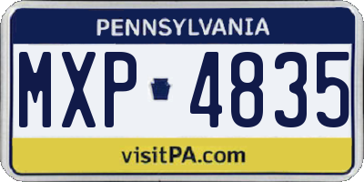 PA license plate MXP4835